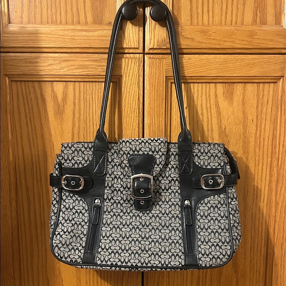Stylish Black & Gray Patterned Tote Handbag